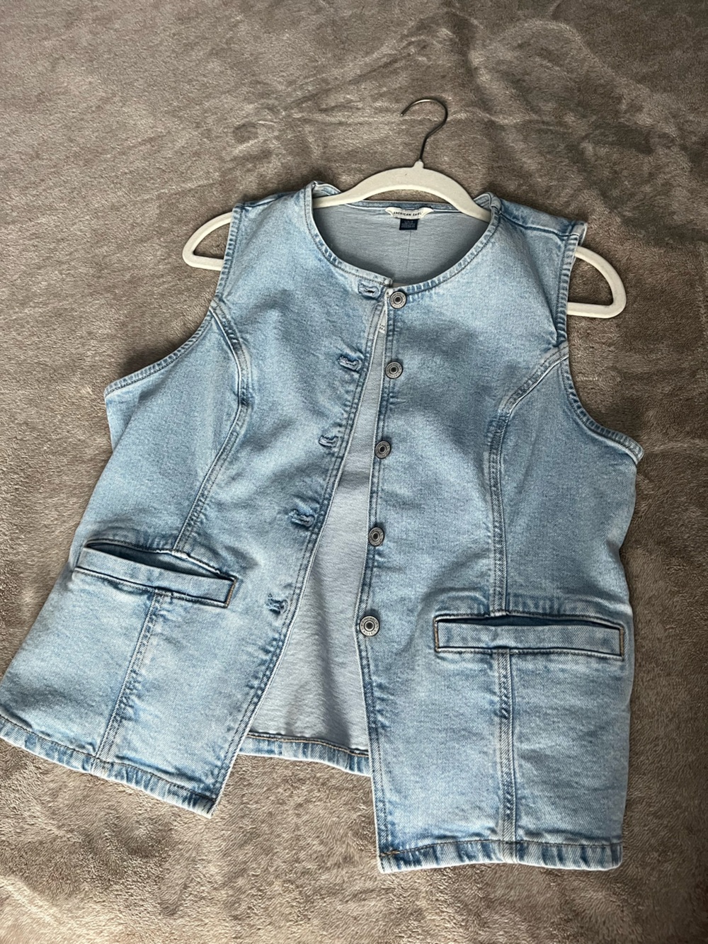 American Eagle Outfitters Light Blue Denim Vest